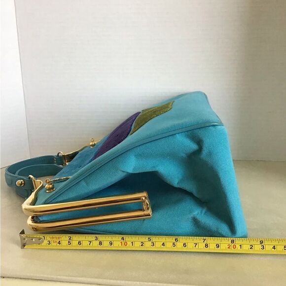 Robert di Camerino Frame Linen And Velour Handbag - Picture 13 of 15